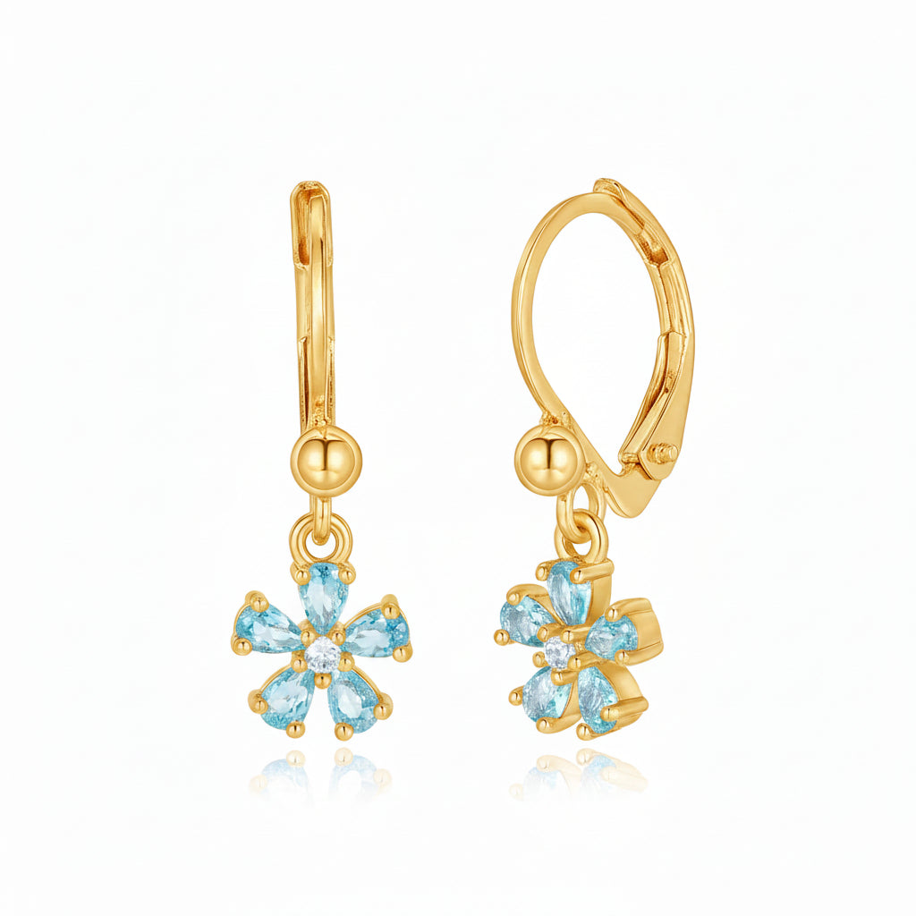 Surgical Steel Leverback Hanging Flower Earrings