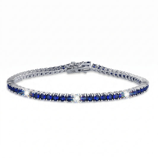 14k Gold Lab Grown Sapphire and Diamond Tennis Bracelet
