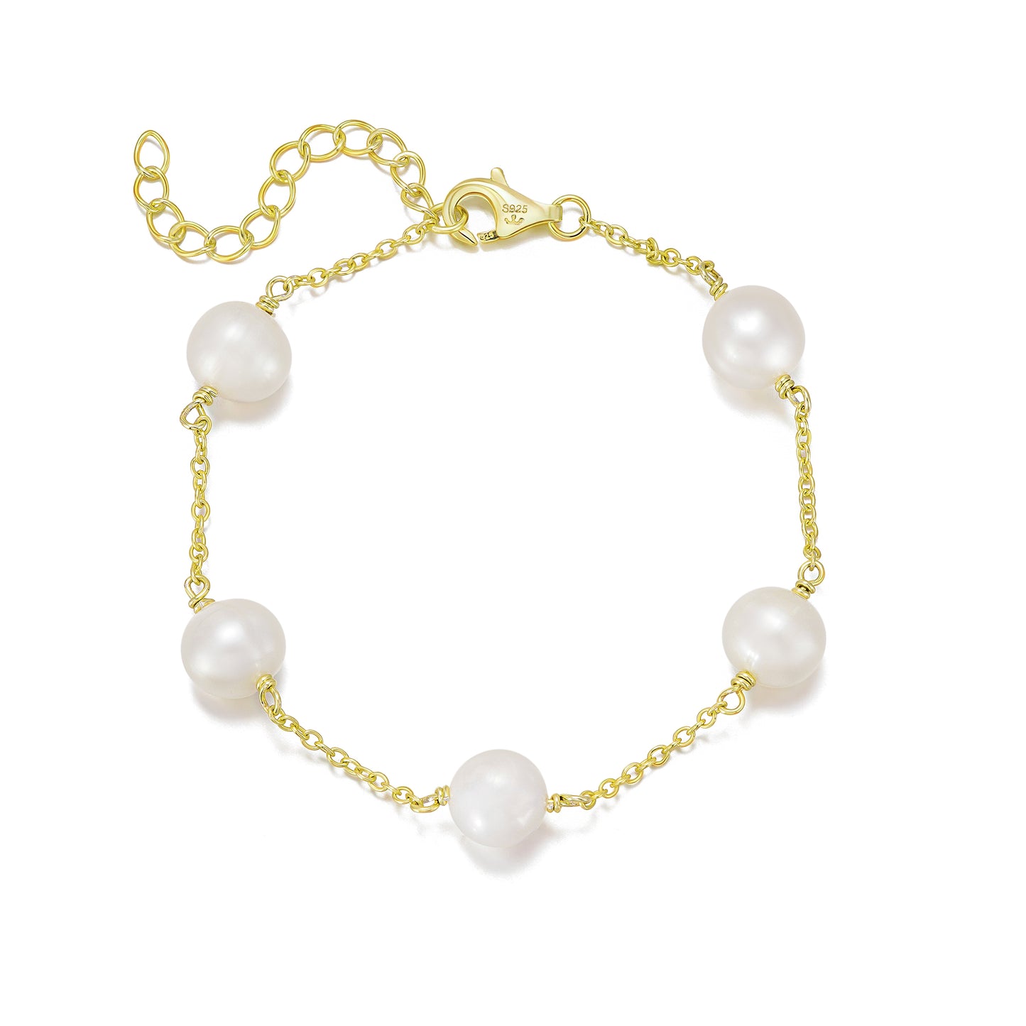 Sterling Silver Pearl Tin Cup Bracelet