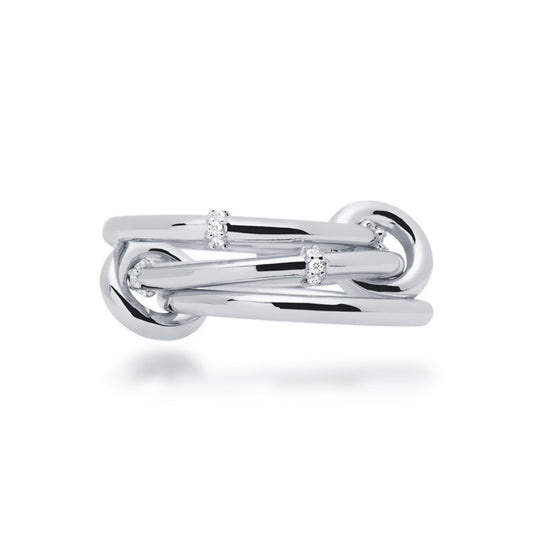 Sterling Silver Interlocking Stacked Ring Set with Studded Rondelles