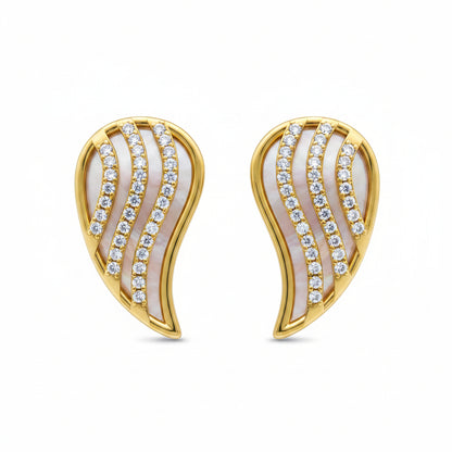 Sterling Silver Gold Plated Mother of Pearl Teardrop Stud Earring