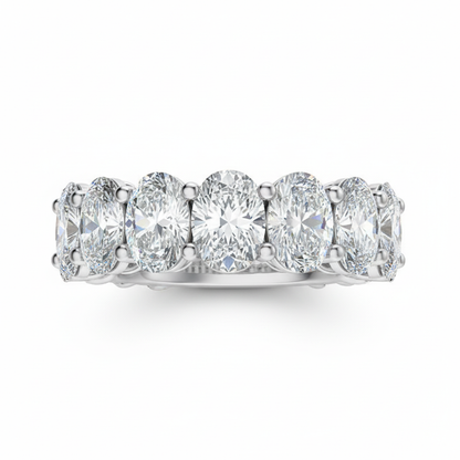 14K Gold 7 Stone Oval CVD Diamond Ring