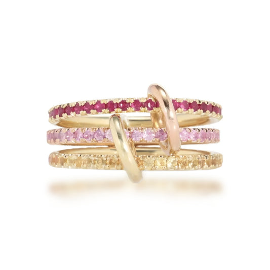 Sterling Silver Interlocking Stacked Colorful 3 Ring Set