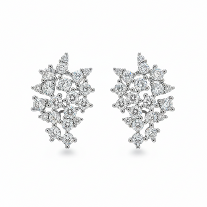 14K Lab Grown Diamond 40 Stone Cluster Earrings