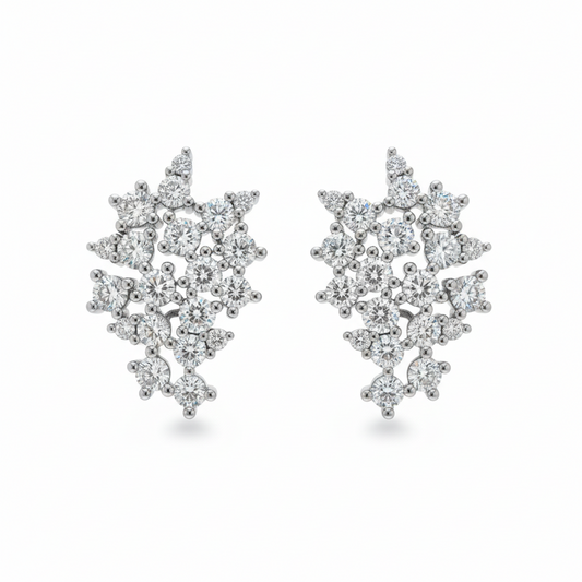 14K Lab Grown Diamond 40 Stone Cluster Earrings