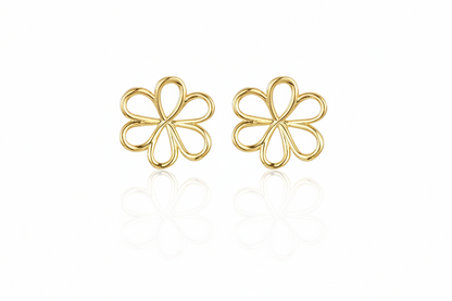 Gold-plated Surgical Steel Outline Flower Stud Earrings