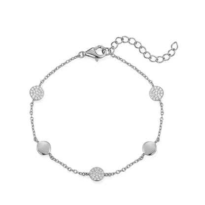 Sterling Silver Micropave CZ Circle Station Bracelet