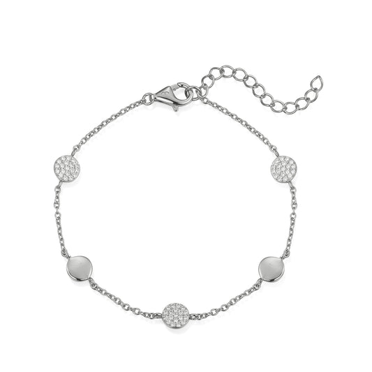 Sterling Silver Micropave CZ Circle Station Bracelet