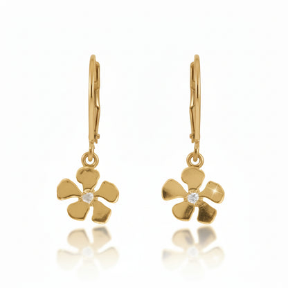 Gold Plated Surgical Steel Twisted Flower CZ Stud Earrings