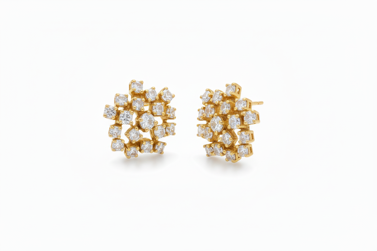 14K Lab Grown Diamond Cluster Earrings