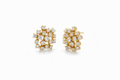 14K Lab Grown Diamond Cluster Earrings