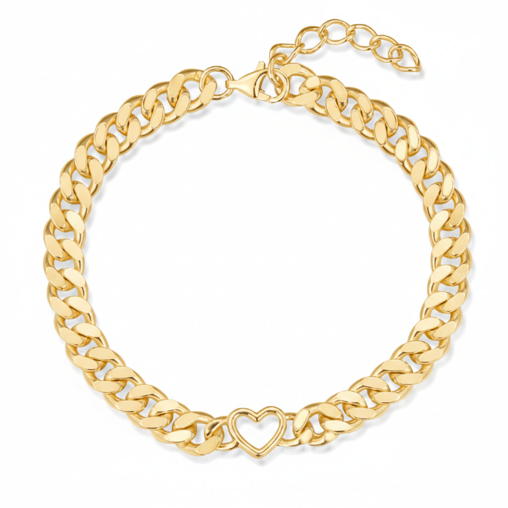 Radiant Heart Cuban Link Bracelet - Gold-Plated Sterling Silver