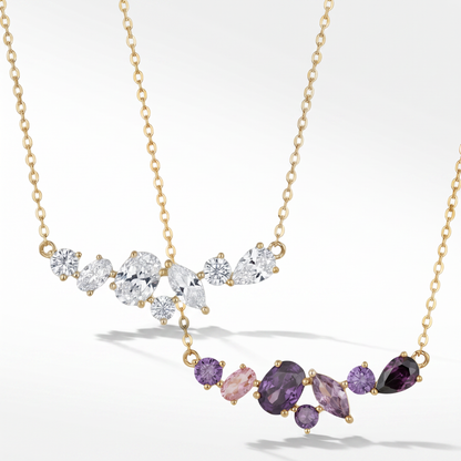 Multi-Stone CZ Cluster Bar Necklace