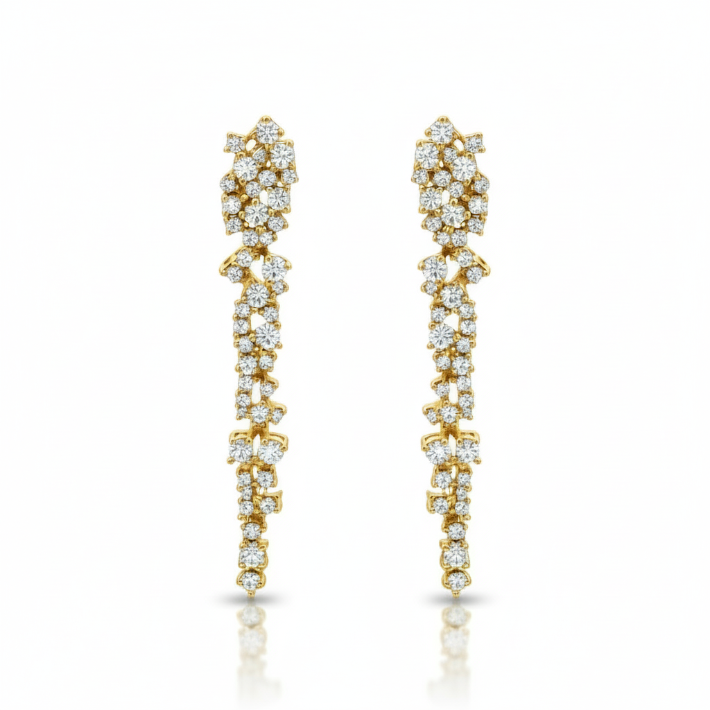 14k Gold and Cascading Diamonds Earrings