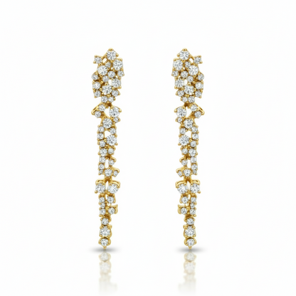 14k Gold and Cascading Diamonds Earrings
