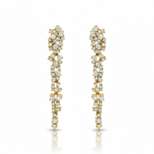 14k Gold and Cascading Diamonds Earrings