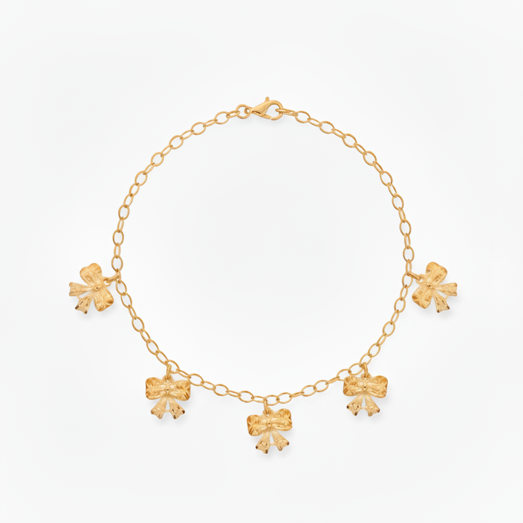 Gold Filled Bows Hanging Charm Children's Bracelet