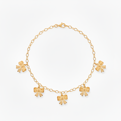 Gold Filled Bows Hanging Charm Children's Bracelet