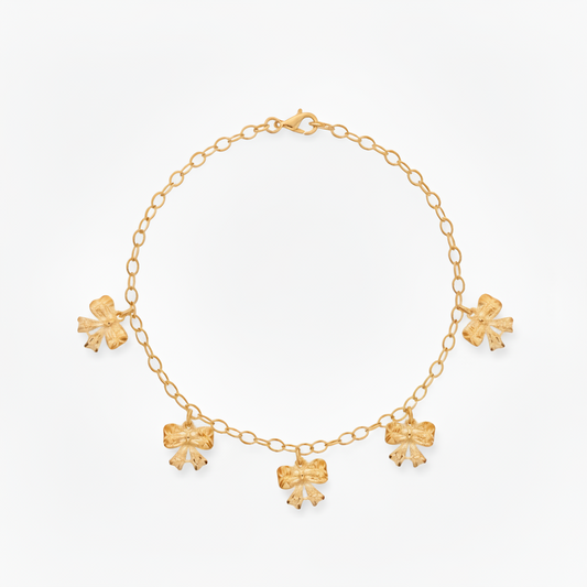 Gold Filled Bows Hanging Charm Children's Bracelet