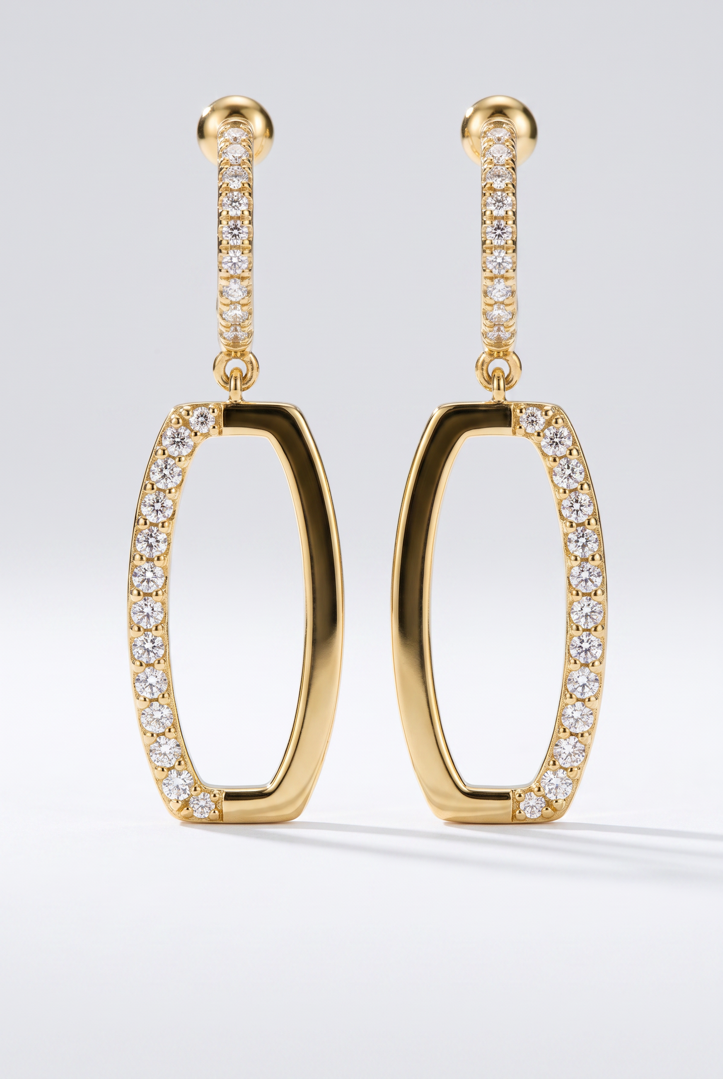 Titanium Post Two Tone CZ Hanging Earring