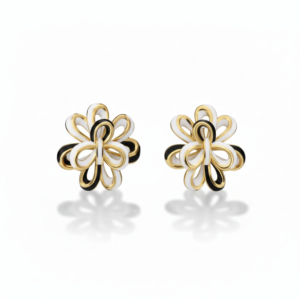 Looped Petal Blossom Enamel  Studs - Surgical Steel Posts