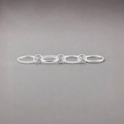 Sterling Silver Interlocking Stacked 4 Ring Set