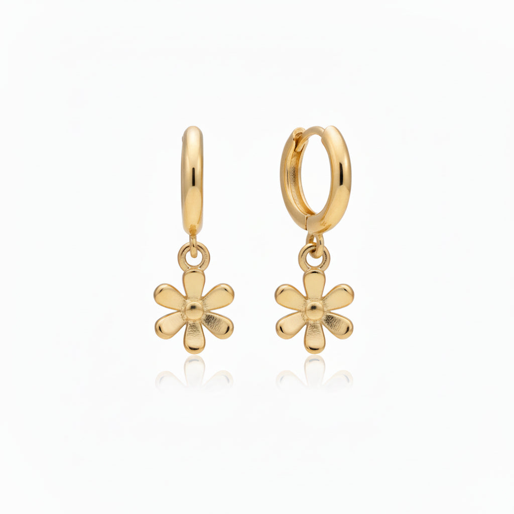 Surgical Steel Six Petal Tiny Flower Shaped Earrings