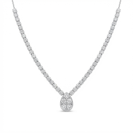 Teardrop Center Natural Diamond Necklace