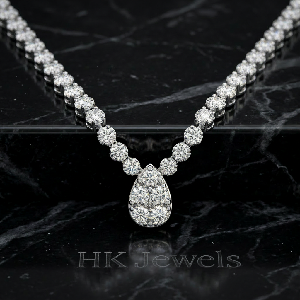 Lab Grown Teardrop Center Diamond Necklace