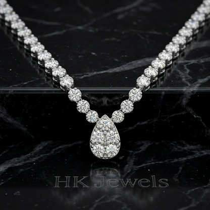 Lab Grown Teardrop Center Diamond Necklace