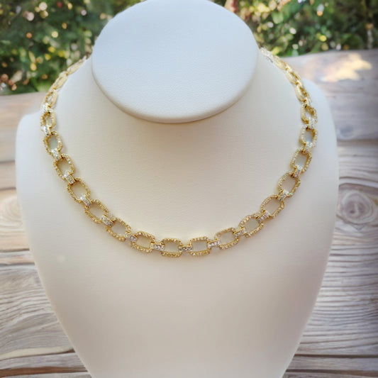 10k Gold Diamond Link Necklace