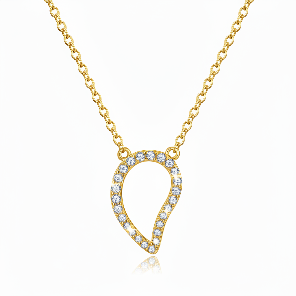 Sterling Silver Inverted Teardrop Pendant Necklace - Rhodium or Gold-plated