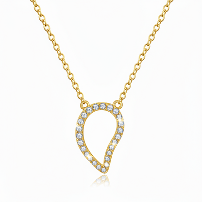 Sterling Silver Inverted Teardrop Pendant Necklace - Rhodium or Gold-plated