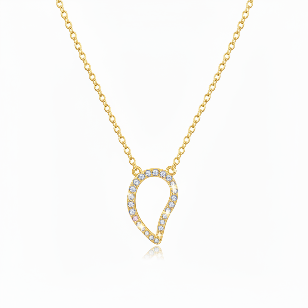 Sterling Silver Inverted Teardrop Pendant Necklace - Rhodium or Gold-plated