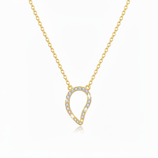 Sterling Silver Inverted Teardrop Pendant Necklace - Rhodium or Gold-plated