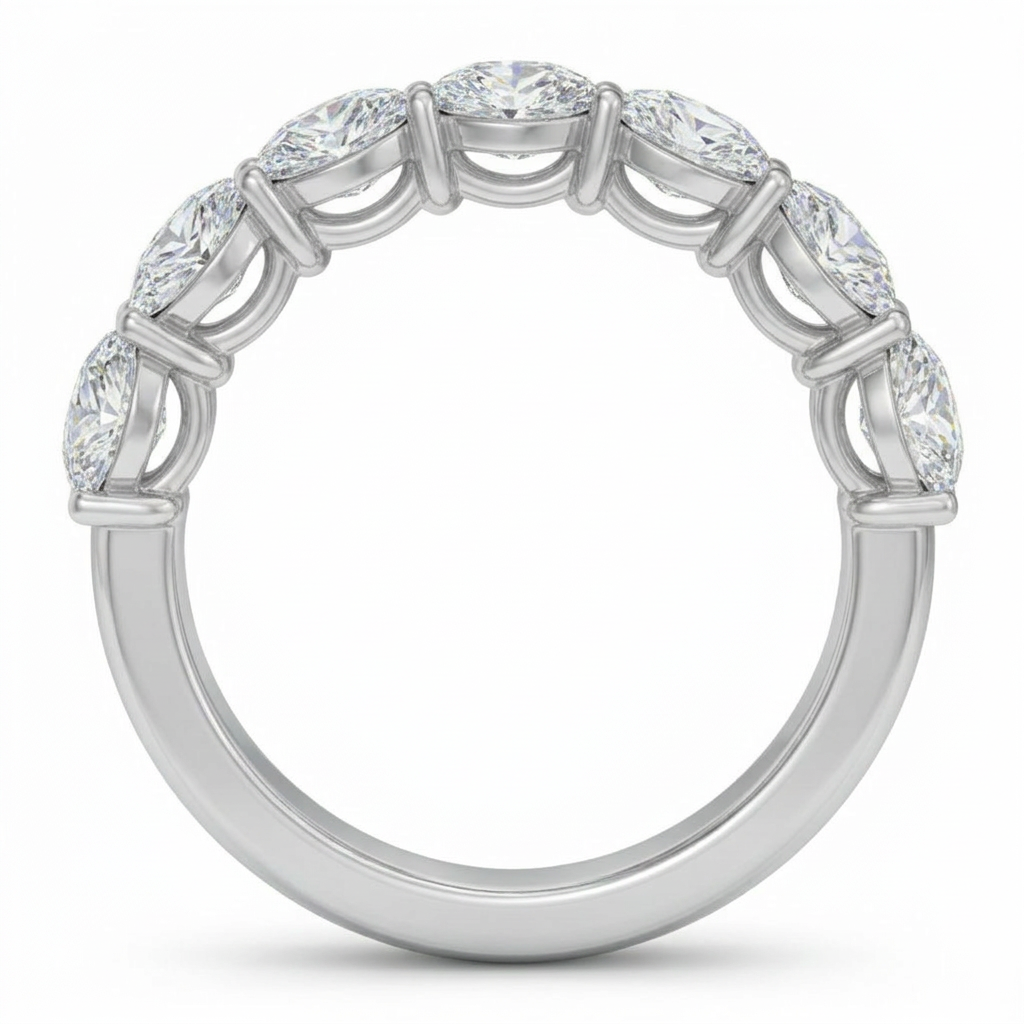 14K Gold 7 Stone Oval CVD Diamond Ring