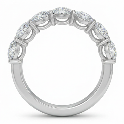 14K Gold 7 Stone Oval CVD Diamond Ring