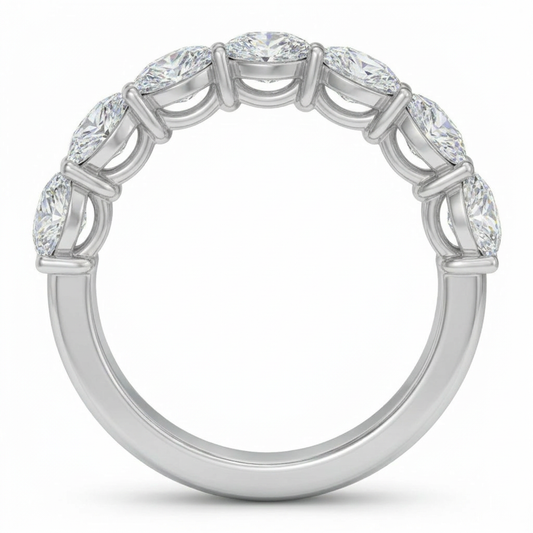 14K Gold 7 Stone Oval CVD Diamond Ring