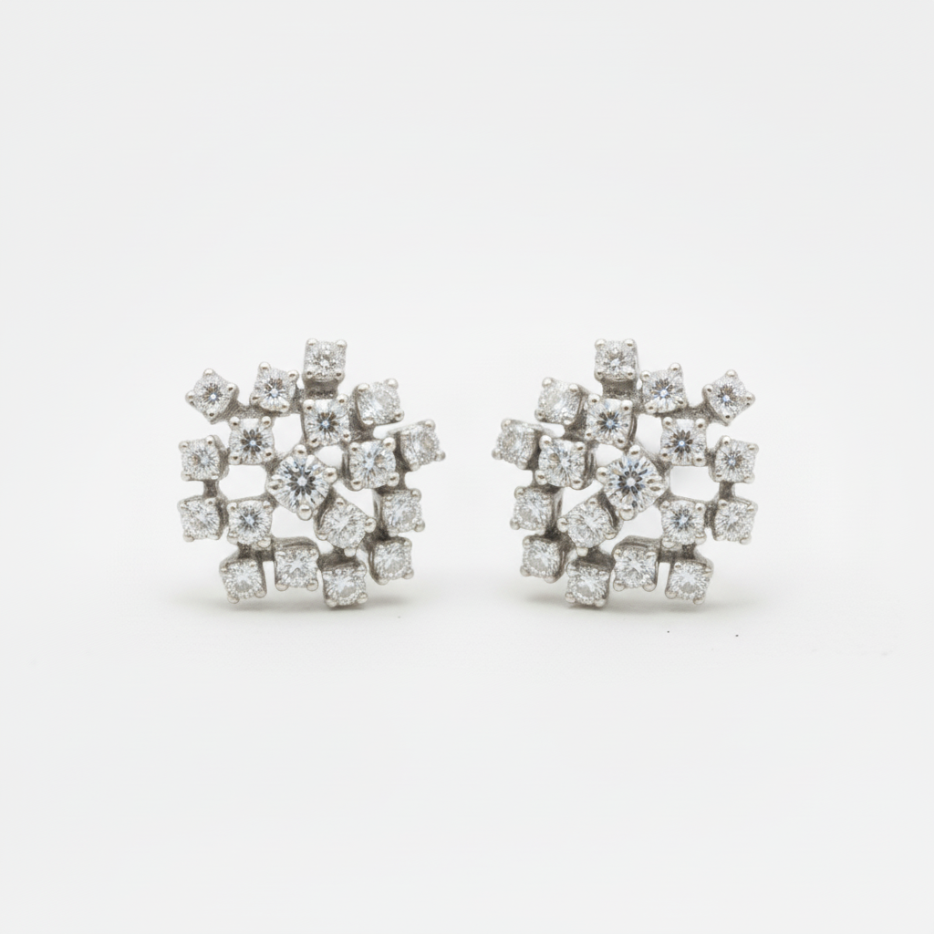 14K Lab Grown Diamond Cluster Earrings
