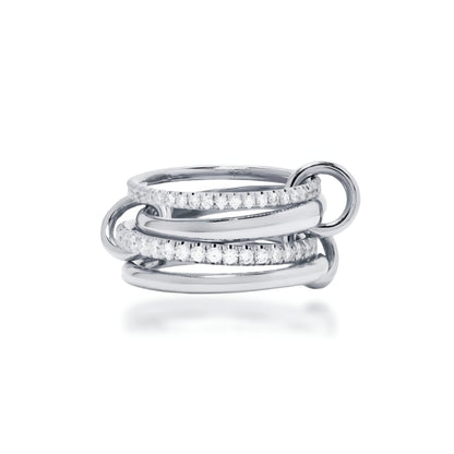Sterling Silver Interlocking Stacked 4 Ring Set