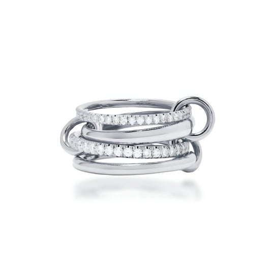 Sterling Silver Interlocking Stacked 4 Ring Set