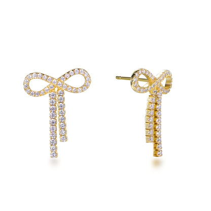 Sterling Silver Elegant CZ Bowknot Earrings