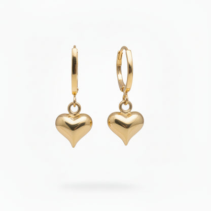 Surgical Steel Puffy Heart Shaped Dangle Earrings