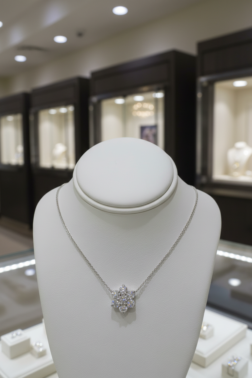 Lab Grown Diamond Flower Cluster Pendant Necklace