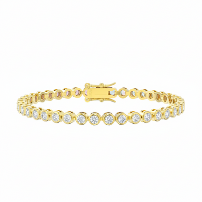 Sterling Silver Bezel Set Round Color Stone Tennis Bracelet