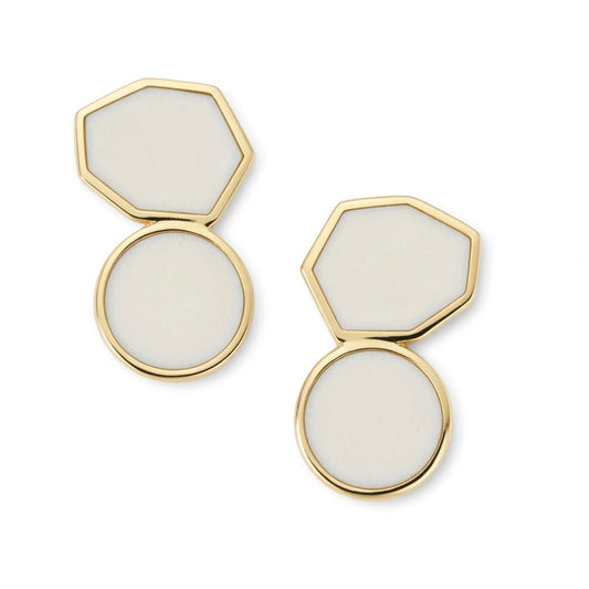 Sterling Silver Gold Plated Mother of Pearl Round and Natural Shape Stud Earring