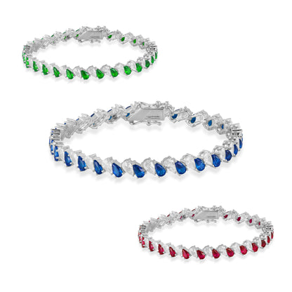 Sterling Double Pear Silver Tennis Bracelet
