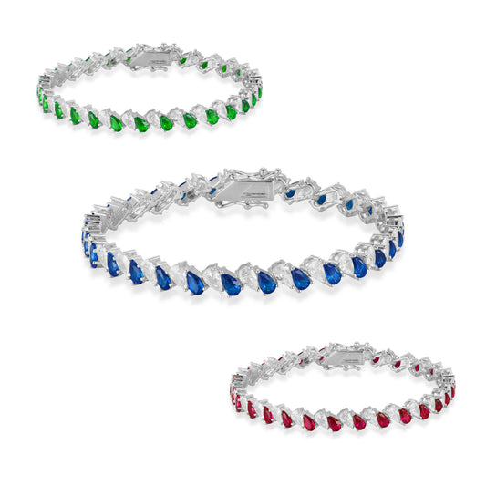 Sterling Double Pear Silver Tennis Bracelet