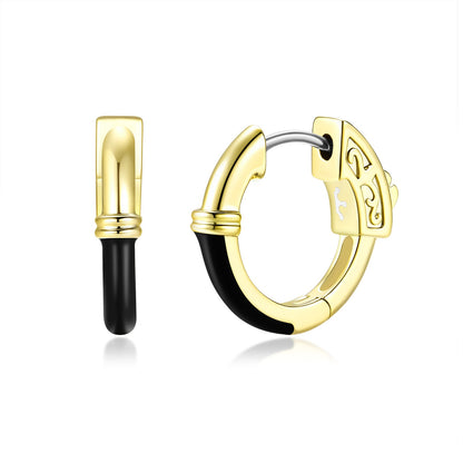 Surgical Steel Gold Plated Round Half Enamel Hoops