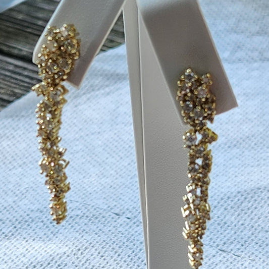14k Gold and Cascading Diamonds Earrings